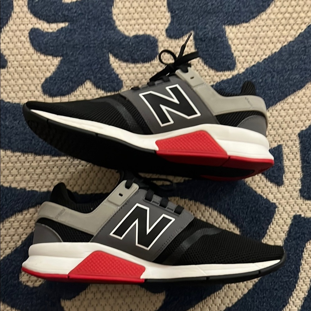 New Balance Men's Black/Red and Gray Athletic Shoes - Picture 2 of 5